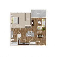 A5  - 1Bed/1Bath  - Island Kitchen & Large Balcony 8104 floor plan